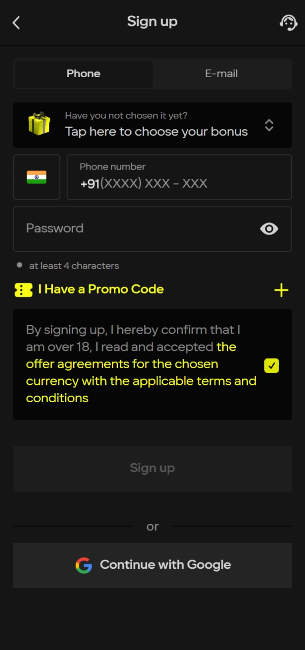 Create an account to become eligible for a Parimatch Bonus Code.